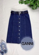 Jeansowa spódniczka midi Ganni XS/34 na guziki jeans denim wiosenna