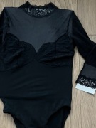 Czarne BODY tiul z koronką R 40