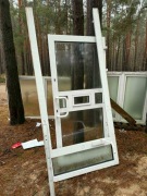 Drzwi z oknem przeciwwłamaniowe hart. szyby, aluminiowe 100x212cm