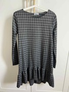 Sukienka damska z falbanką w pepitkę szara grafit LALU r. 38 M