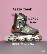 Jak nowe Rolki Crazy Creek - ABEC-5 koła 80 mm/80A - rozm. 37-38 /24,8 cm