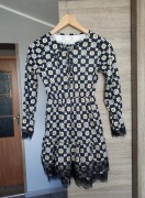 Czarna sukienka z koronką, wiązana, elegancka