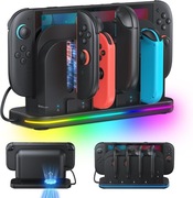 Stacja ładująca RGB do Switch 2, stacja ładująca z wentylatorem chłodzącym