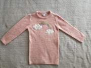 Nowy różowy cekinowy sweter tęcza cekiny chmury Primark 116