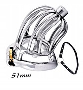 Męski stalowy pas cnoty chastity cage pierścień 51mm + uprząż