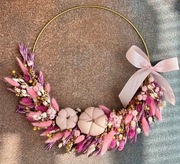 Pastelowy wianek, ozdoba na drzwi, ścianę, boho dodatek rękodzieło, prezent