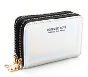 Portfel damski - mały - srebrny opalizujący.