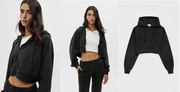 PULL & BEAR bluza krótka rozpinana basic szary melanż XS