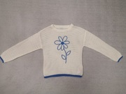 Kremowy elegancki ażurowy haftowany sweter kwiatek Primark 128 jak nowy