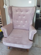 Fotel uszak + podnóżek velvet diamenciki