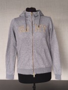 Szara bawełniana damska bluza złoty haft z kapturem S/36 jesień markowa 