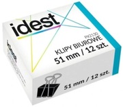 Klipsy biurowe do papieru metalowe 51mm 12szt