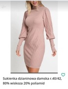 Sukienka dzianinowa damska r.40/42, 80% wiskoza 20% poliamid