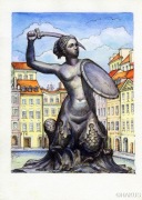 Obraz Akwarela - Warszawa, Stare Miasto, Syrenka