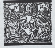 Tadeusz Makowski PASTORAŁKA drzeworyt oryginał 1925r