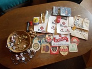 GADŻETY PIWNE duży zestaw klipsy, kalki, torba, płyty CD...