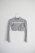 Bluzka crop top z wycięciami szara xs s