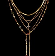 Naszyjnik złoty layered 5w1 krzyż Y choker boho komplet łańcuszków