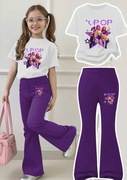 Komplet dres 110 kpop demon hunters huntrix spodnie i t-shirt fiolet