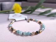 Bransoletka amulet Akwamaryn, hematyt i stal chirurgiczna 