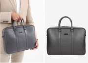 Duża popielata torba męska ze skóry naturalnej, marki WOJAS