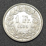 1 Frank z 1939 roku, SREBRO pr. 835  Bardzo dobry stan