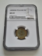 5 gr groszy 1999 NGC MS64