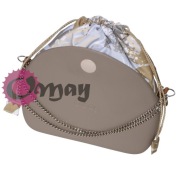 Organizer Obag MOON LIGHT beżowy worek – liście szary złoty komin | OMAY
