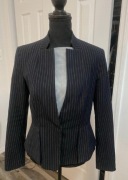 ZARA nowy żakiet damska marynarka prążki plisowana granat 36 S