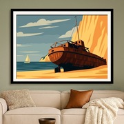 Grecja - Zakhyntos  Zatoka Wraku Playa Navagio - plakat art deco - 40x60cm 