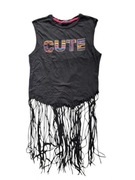 Czarna bluzka z frędzlami CROPP 34,XS frędzle boho cute