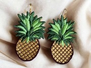 Ananasy - długie haftowane kolczyki