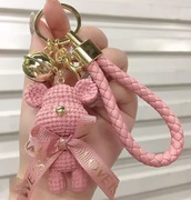 Brelok miś z dzwoneczkiem z chwostem do torebki plecaka kluczy z kokardą