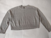 Sweter asymetryczny krótki melanż szaro - biały ,,H&M" roz. S