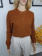 Sweter klasyczny brązowy casualowy na co dzień bawełniany na jesień Zara