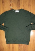 Sweter Selected Homme r. XL zielony bawełniany okrągły dekolt cienki