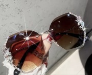 Brązowe Okulary damskie z cyrkoniami