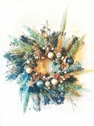 Piękny, duży wianek z naturalnych suszonych i stabilizowanych roślin 