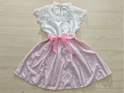 NOWA Sukienka 104 110 biała różowa koronka kokarda Wizytowa Elegancka