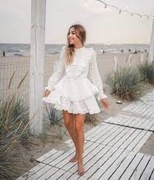 Sukienka boho Sheeva rozm. S biała, odkryte plecy, falbanki, mini - OKAZJA