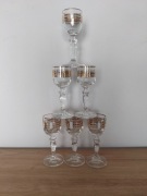 Kieliszki koniak likier Czechy Bohemia złocony wzór zestaw 6szt