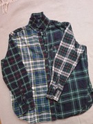 Koszula GAP patchwork w kratę gruba bawełna zielona M L overshirt