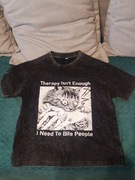 Koszulka (nowa!) Tokyo Tiger "Therapy isn’t enough" (ciemnoszara, S)
