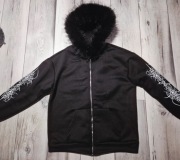 Czarna modna bluza z futrem Unisex Y2K rap gothic UNISEX