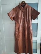 Sukienka ekoskóra czekoladowa Zara XL 42 krótki rękaw