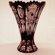 **wazon CRANBERRY black kryształ Lausitzer 1960+