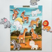 Safari Układanka na rzepy karta pracy zabawka pomoc dydaktyczna Montessori