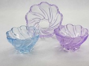 Komplet 3 miseczek Walther Glas – lawendowe i błękitne szkło, Niemcy