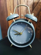 Budzik w stylu retro szary złote dodatki
