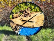 Duży zegar drewniany Ø60 cm  topola czeczot –rękodzieło – loft, industrial 